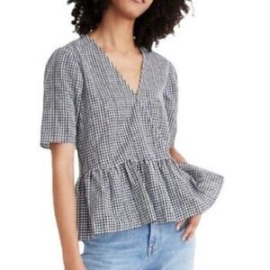 Madewell Gingham Wrap Top